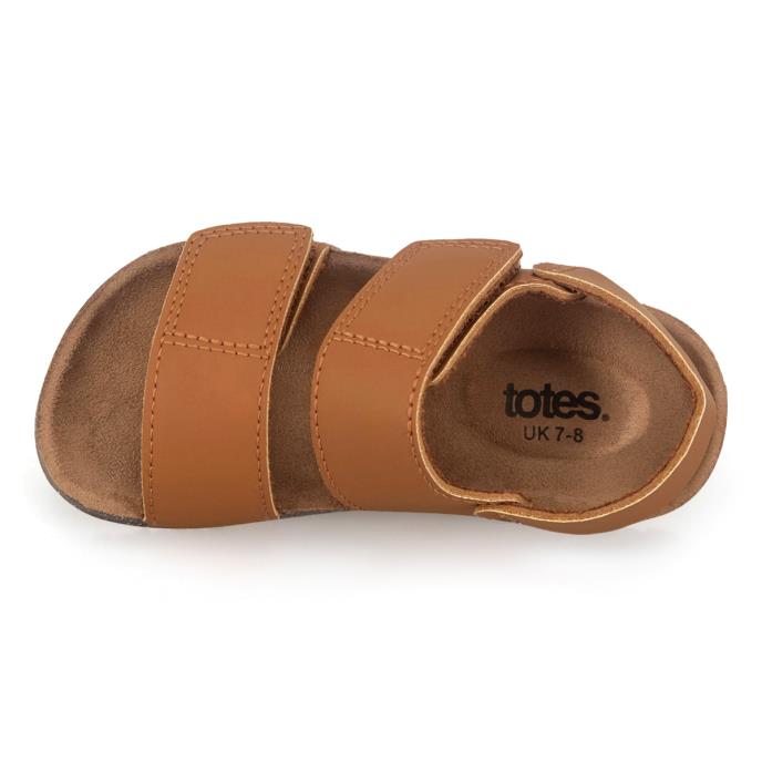 totes® Kids Double Buckle Sandal With Back Strap Tan Extra Image 4